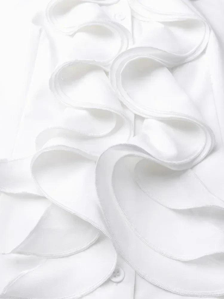 Blouse Femme Élégante à Manches Longues avec Volants – Chemise Chic et Stylée