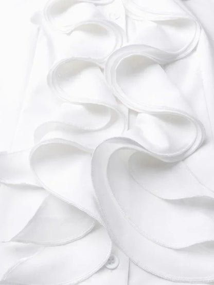 Blouse Femme Élégante à Manches Longues avec Volants – Chemise Chic et Stylée