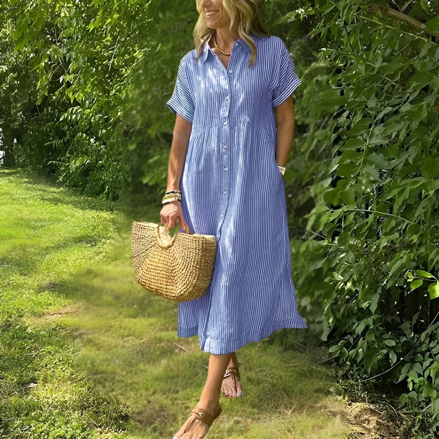 Robe Midi Rayée Femme Élégante et Confortable - Style Chic Polyvalent