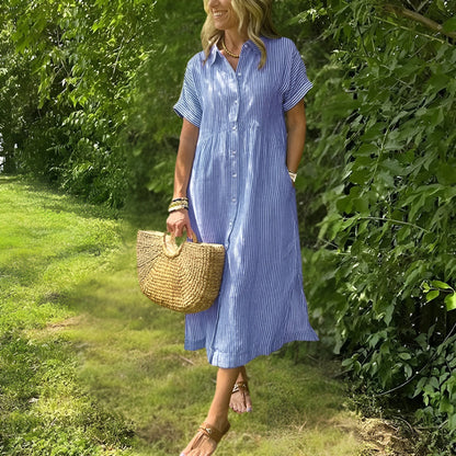 Robe Midi Rayée Femme Élégante et Confortable - Style Chic Polyvalent