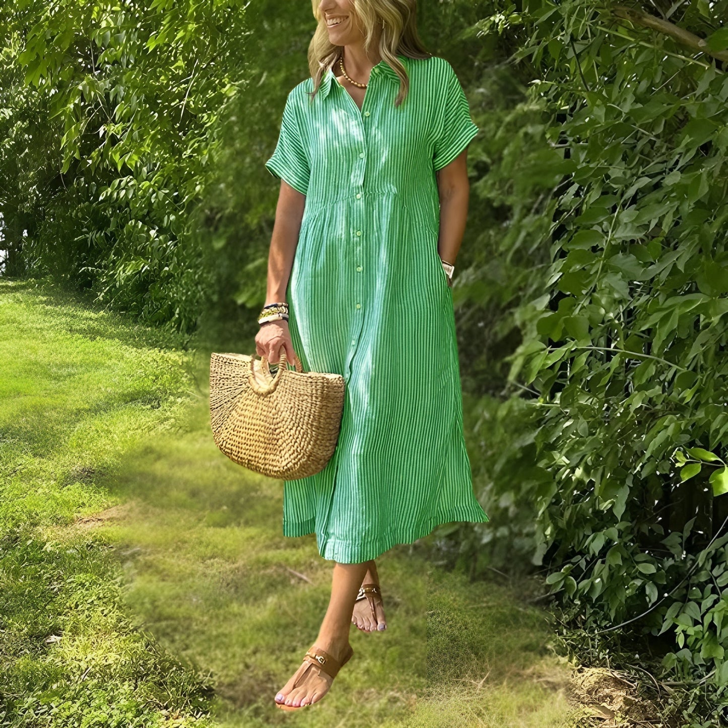 Robe Midi Rayée Femme Élégante et Confortable - Style Chic Polyvalent