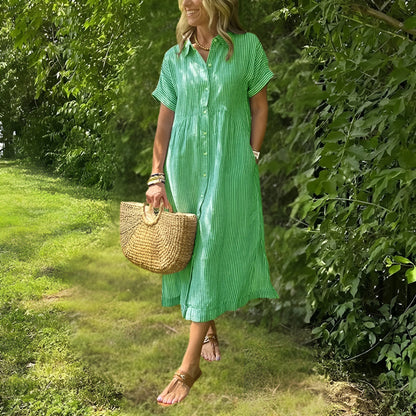 Robe Midi Rayée Femme Élégante et Confortable - Style Chic Polyvalent