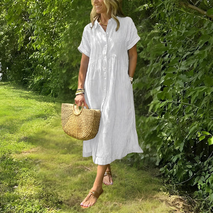 Robe Midi Rayée Femme Élégante et Confortable - Style Chic Polyvalent