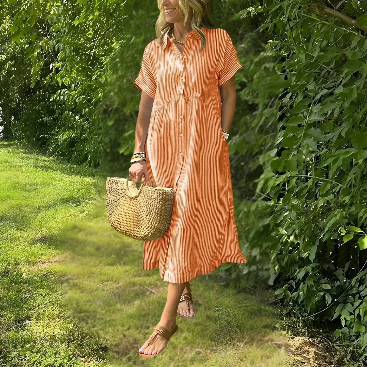 Robe Midi Rayée Femme Élégante et Confortable - Style Chic Polyvalent