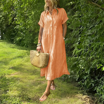 Robe Midi Rayée Femme Élégante et Confortable - Style Chic Polyvalent