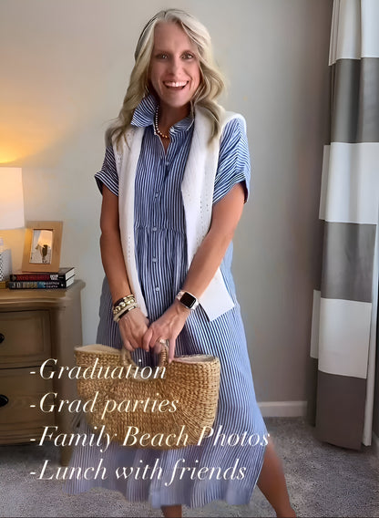 Robe Midi Rayée Femme Élégante et Confortable - Style Chic Polyvalent