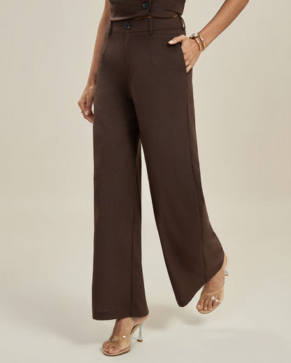 Pantalon Élégant Coupe Droite pour Femme – Taille Haute Jambe Large Style
