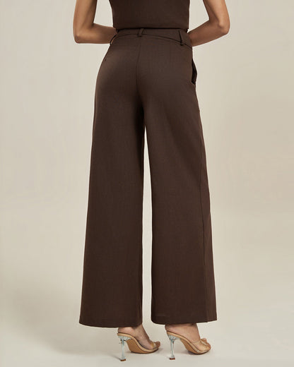 Pantalon Élégant Coupe Droite pour Femme – Taille Haute Jambe Large Style