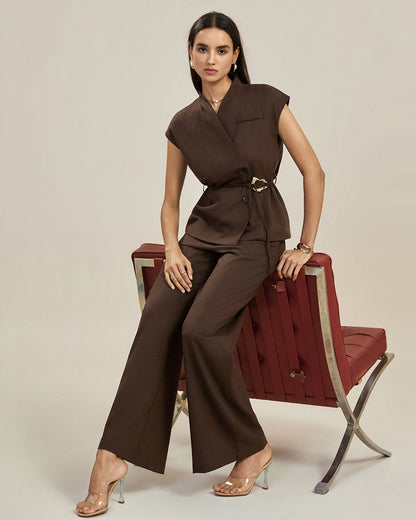Pantalon Élégant Coupe Droite pour Femme – Taille Haute Jambe Large Style