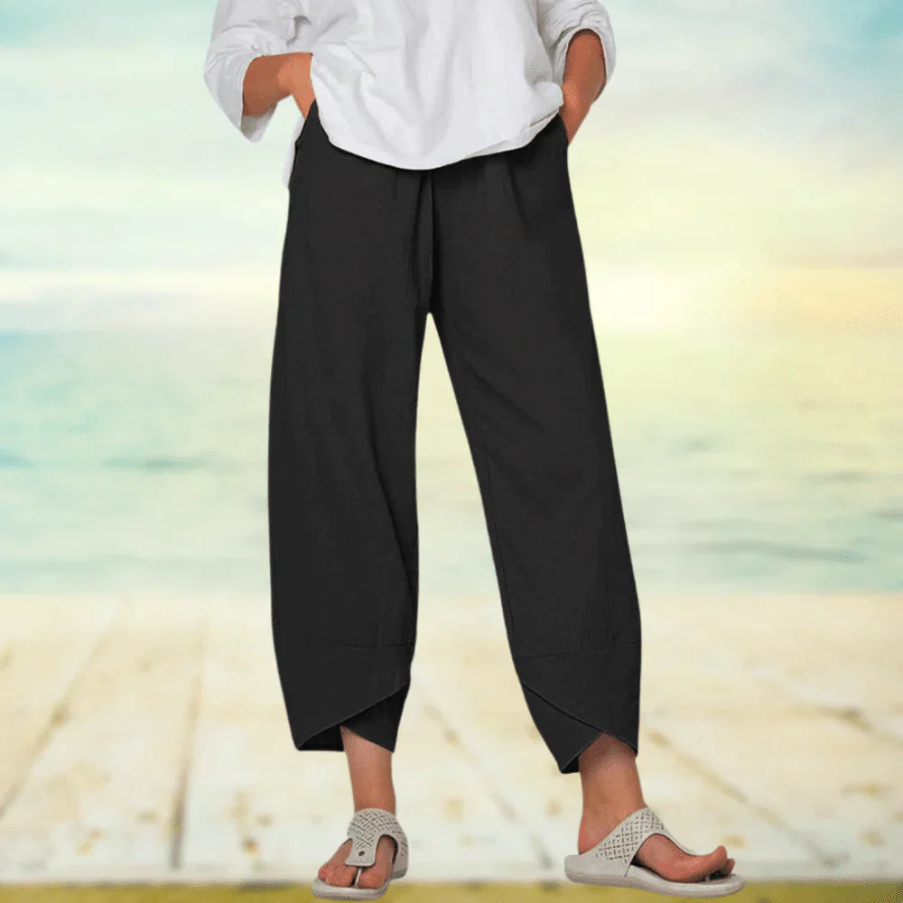 Pantalon aérien confort décontracté femmes – Coton léger, respirant, coupe ample et estivale