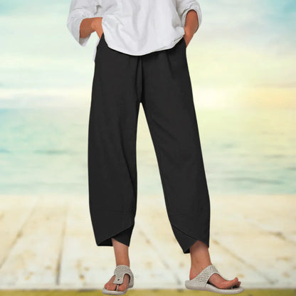 Pantalon aérien confort décontracté femmes – Coton léger, respirant, coupe ample et estivale