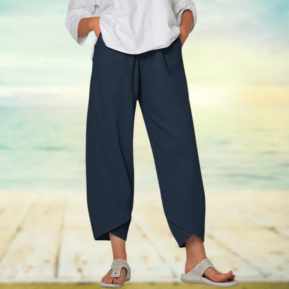 Pantalon aérien confort décontracté femmes – Coton léger, respirant, coupe ample et estivale