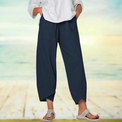 Pantalon aérien confort décontracté femmes – Coton léger, respirant, coupe ample et estivale