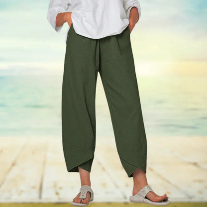 Pantalon aérien confort décontracté femmes – Coton léger, respirant, coupe ample et estivale