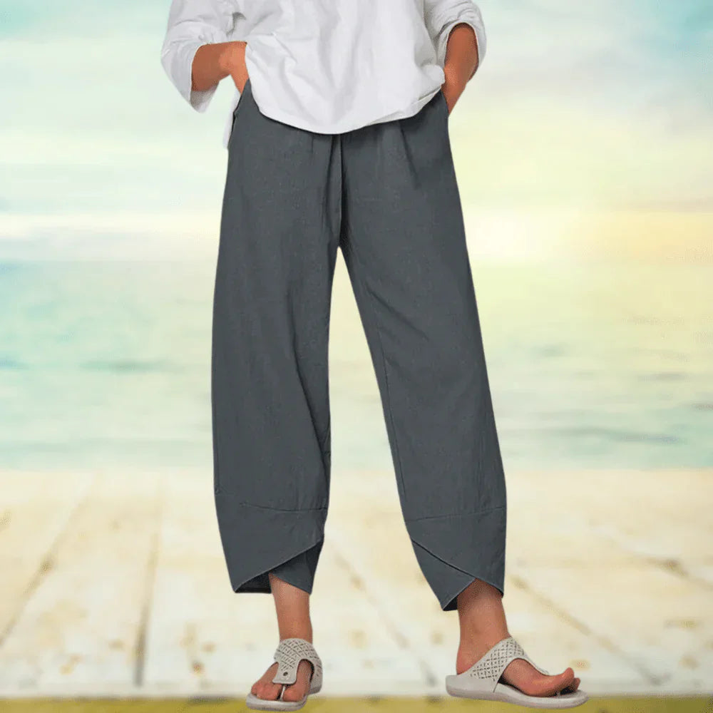 Pantalon aérien confort décontracté femmes – Coton léger, respirant, coupe ample et estivale
