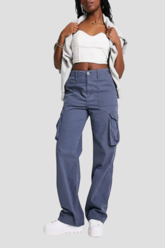 Pantalon cargo femme premium tendance stylé à jambes larges ajustables – Pantalon utilitaire taille haute coupe confortable