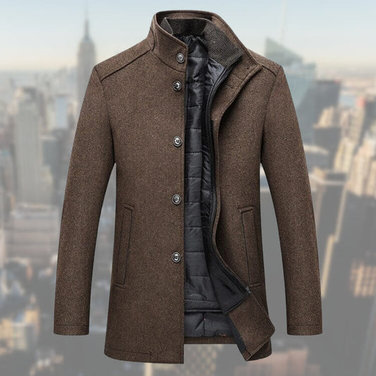 Manteau d’Hiver Homme en Mélange de Laine avec Gilet Amovible – Pardessus Mi-Long