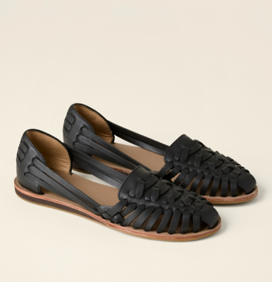Sandales plates tressées pour femme en cuir – style bohème chic