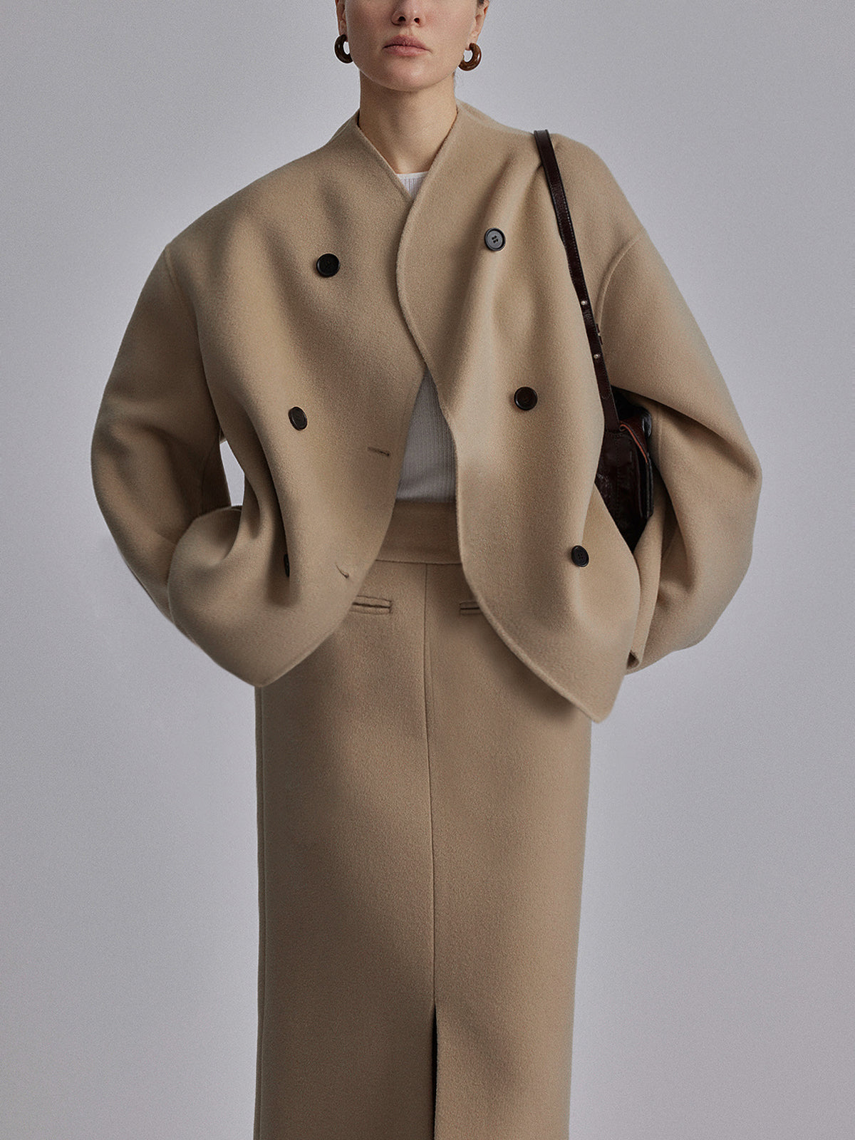 Veste Large Boutonnée pour Femme – Veste à Col Montant Tendance
