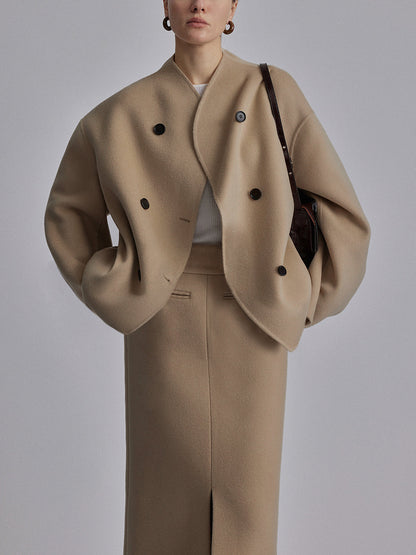 Veste Large Boutonnée pour Femme – Veste à Col Montant Tendance