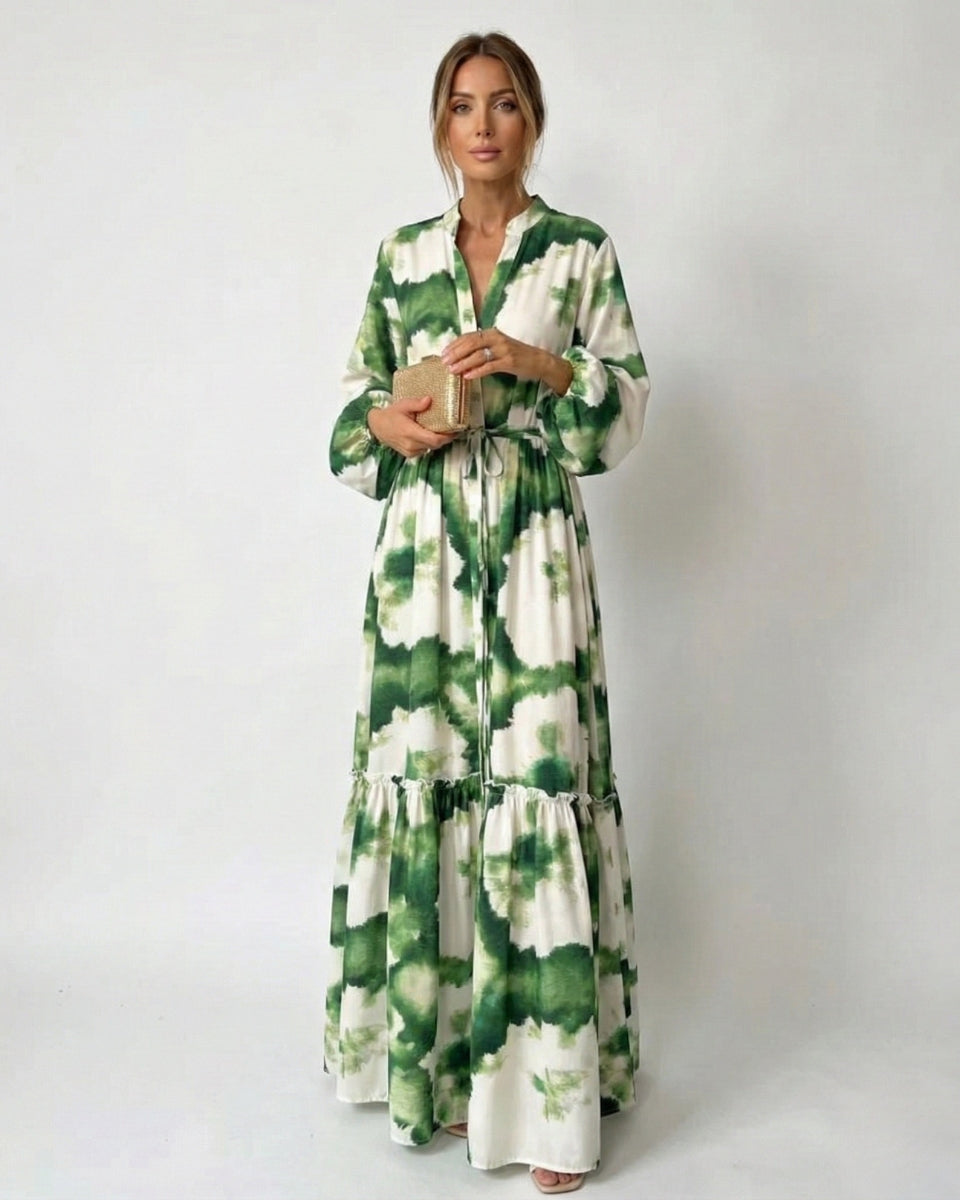 Robe maxi à ceinture nouée pour femme – Style fluide et élégant, idéal pour les fêtes