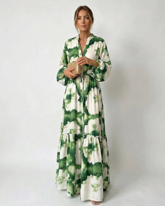 Maxi dress with tied belt for women – Flowing and elegant style, perfect for parties