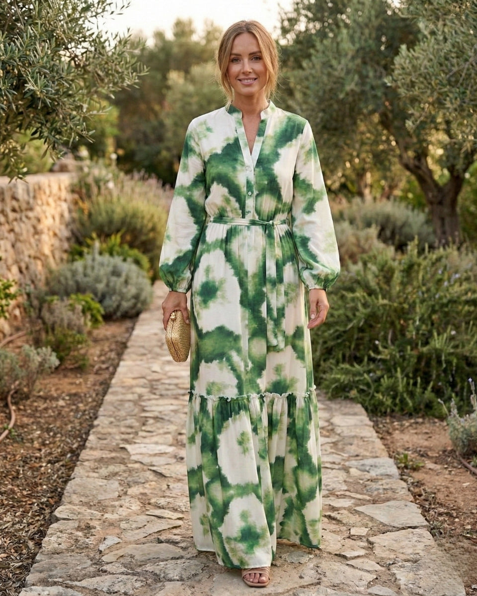 Robe maxi à ceinture nouée pour femme – Style fluide et élégant, idéal pour les fêtes