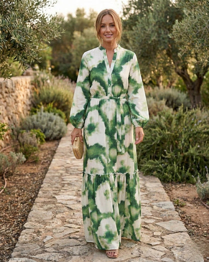 Robe maxi à ceinture nouée pour femme – Style fluide et élégant, idéal pour les fêtes