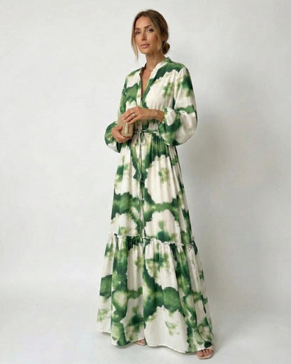 Robe maxi à ceinture nouée pour femme – Style fluide et élégant, idéal pour les fêtes