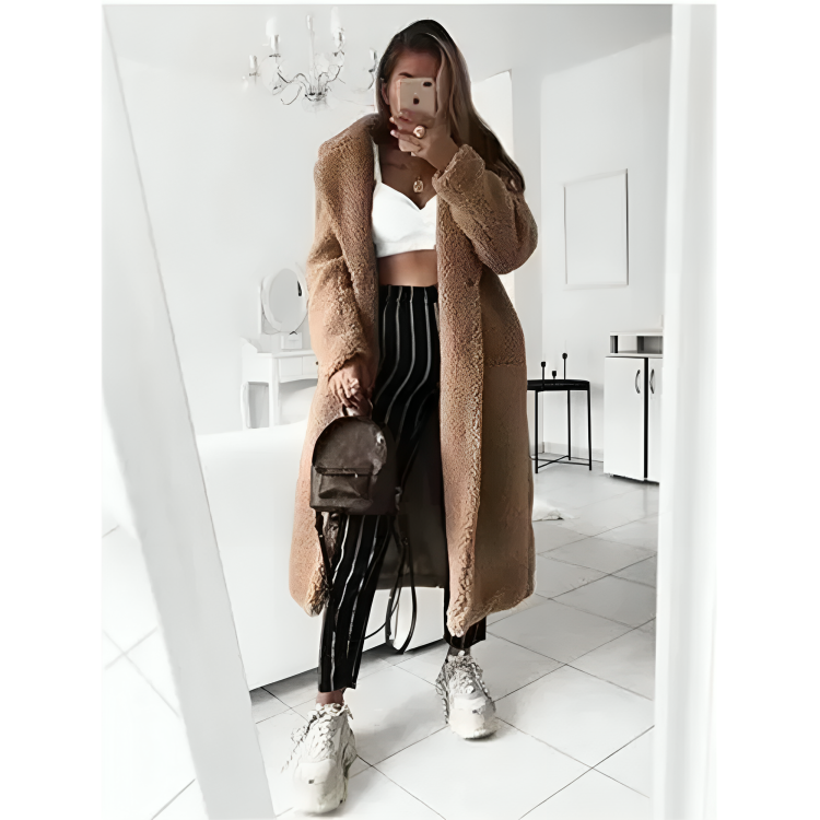 Manteau d’hiver long élégant et chaud pour femmes