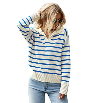 Casual women's long-sleeve polo shirt - Chic and comfortable
