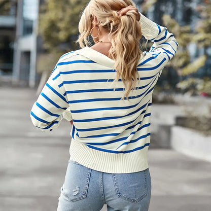 Casual women's long-sleeve polo shirt - Chic and comfortable