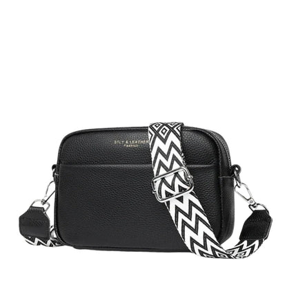 Women's leather crossbody bag with wide strap - Practical and trendy