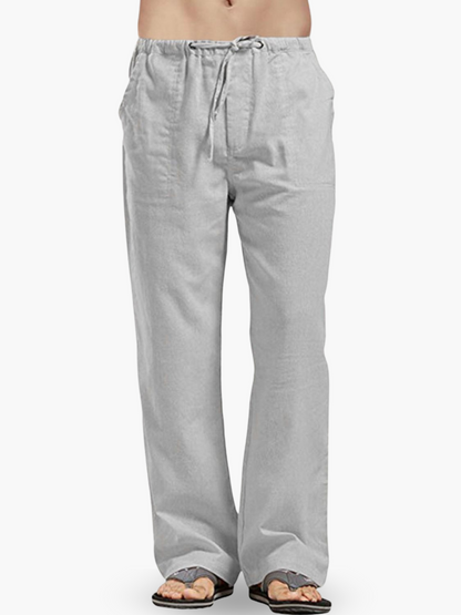 Pantalon Homme Coton-Lin à Cordon – Confort Léger Décontracté