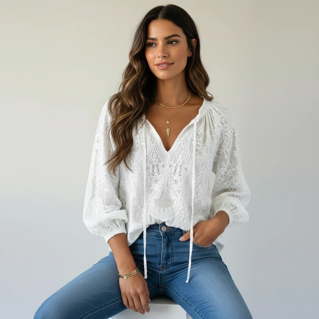 Camicia da donna in pizzo bohémien – Leggera, elegante e fluida