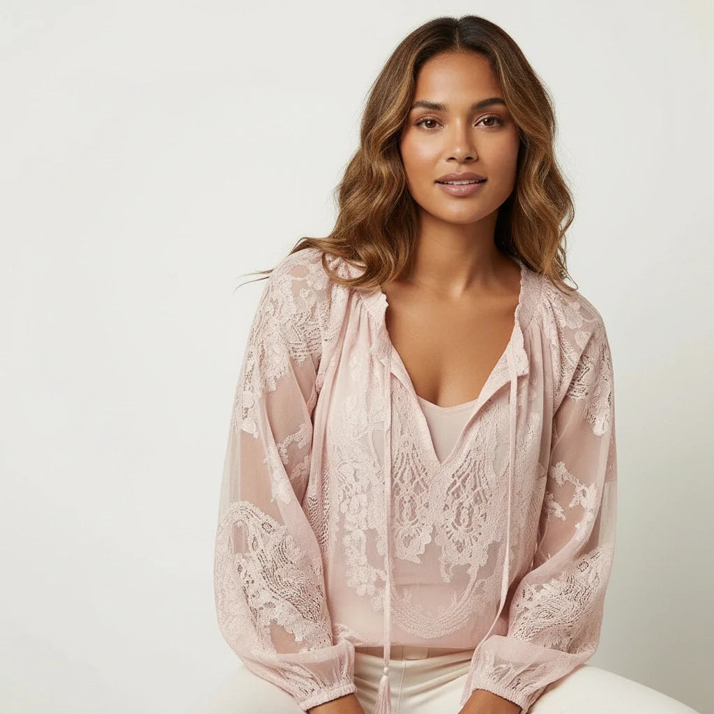 Blusa da donna in pizzo stile bohemien - Leggera ed elegante