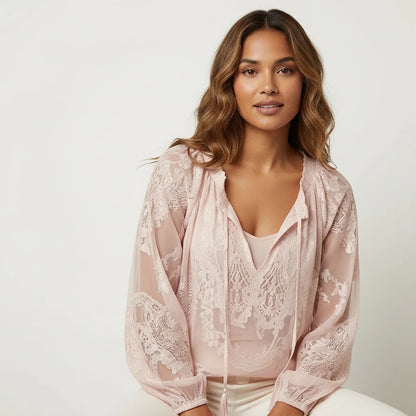 Blusa da donna in pizzo stile bohemien - Leggera ed elegante
