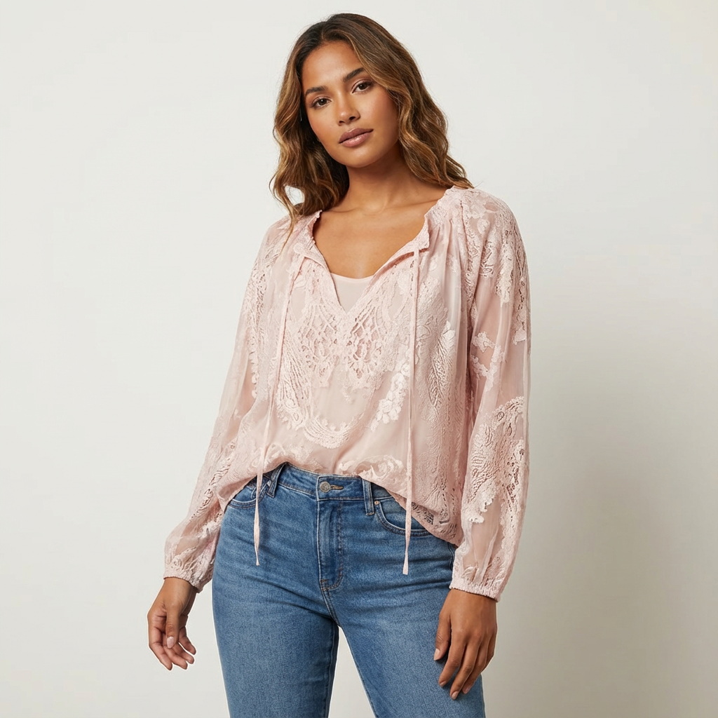 Blusa da donna in pizzo stile bohemien - Leggera ed elegante