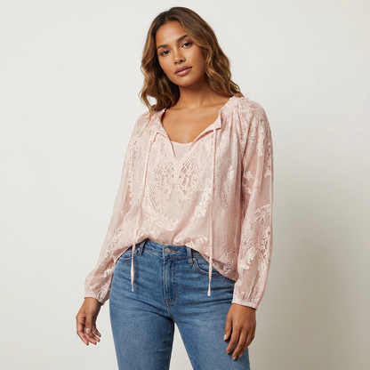 Blusa da donna in pizzo stile bohemien - Leggera ed elegante