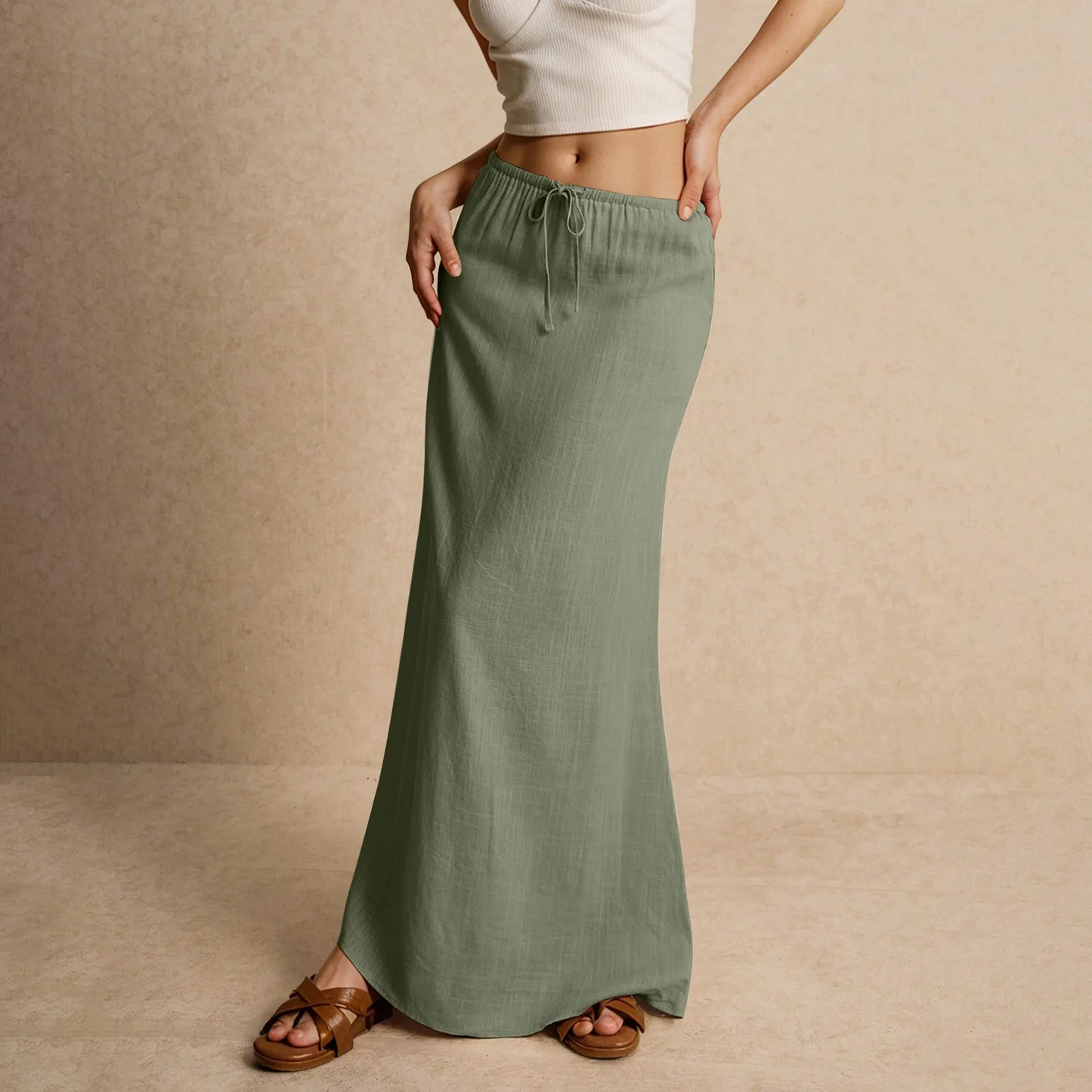 Jupe longue fluide pour femme – Style drapé Muse