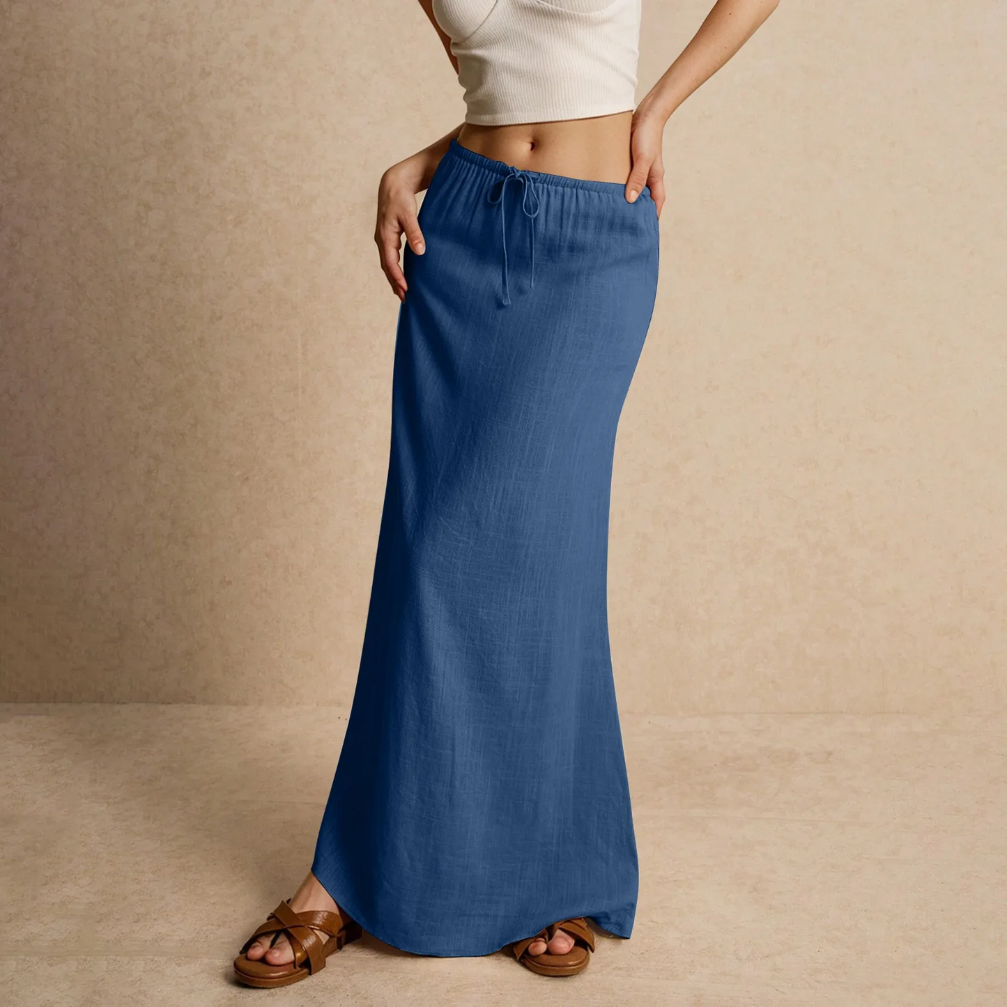Jupe longue fluide pour femme – Style drapé Muse