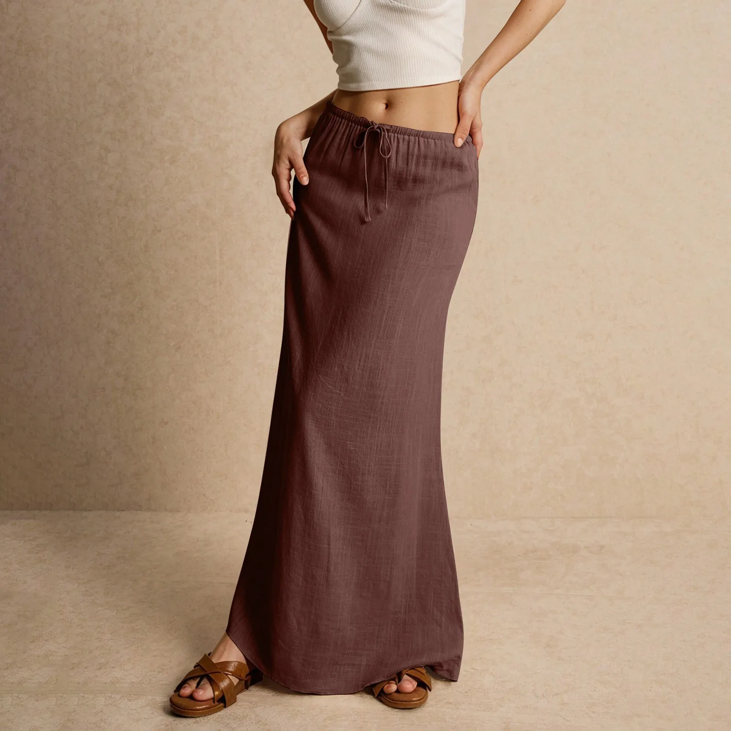 Jupe longue fluide pour femme – Style drapé Muse
