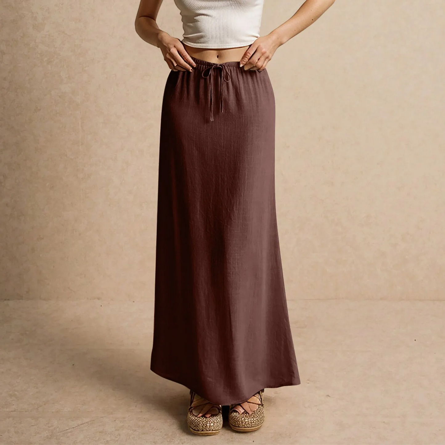 Jupe longue fluide pour femme – Style drapé Muse
