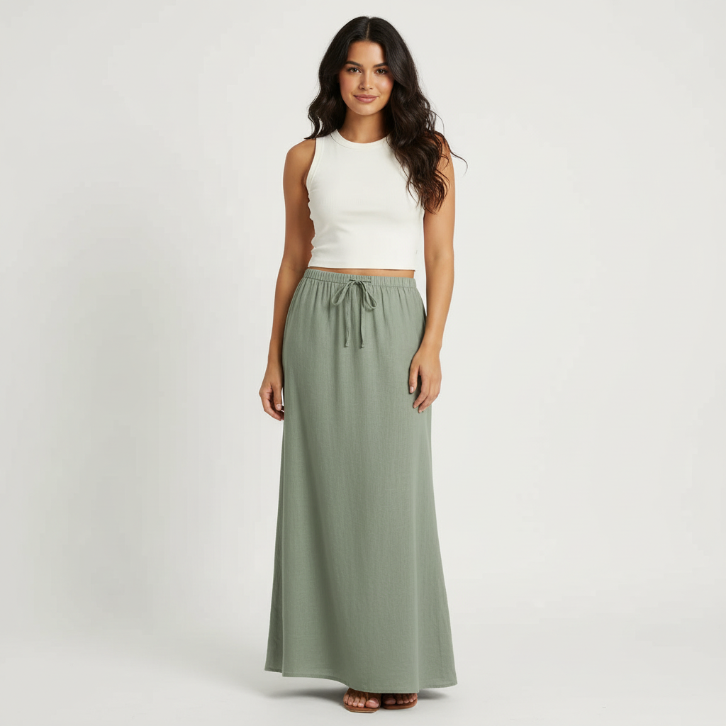 Jupe longue fluide pour femme – Style drapé Muse