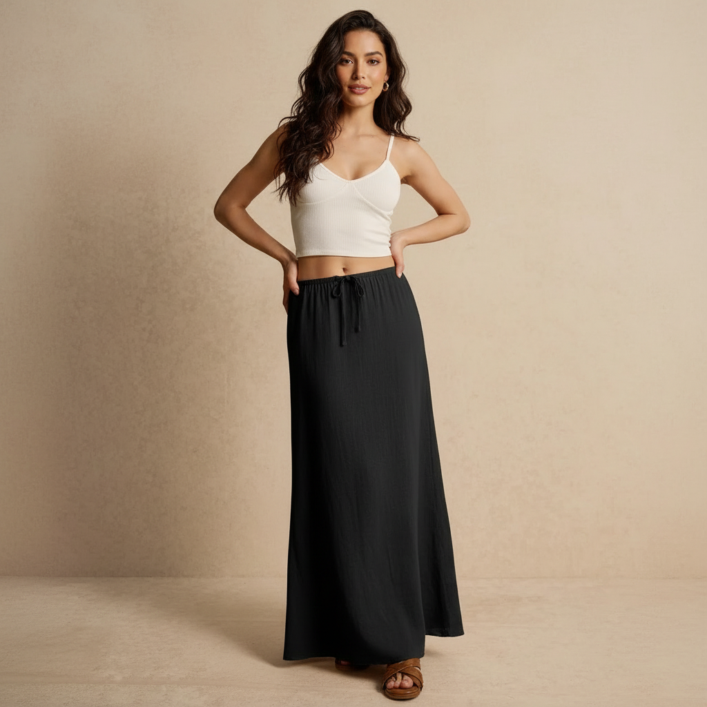 Jupe longue fluide pour femme – Style drapé Muse