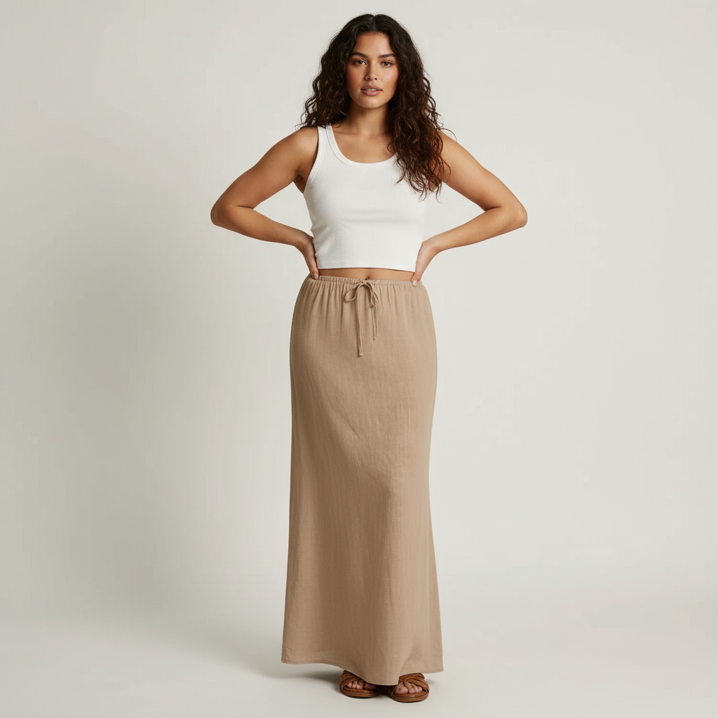 Jupe longue fluide pour femme – Style drapé Muse