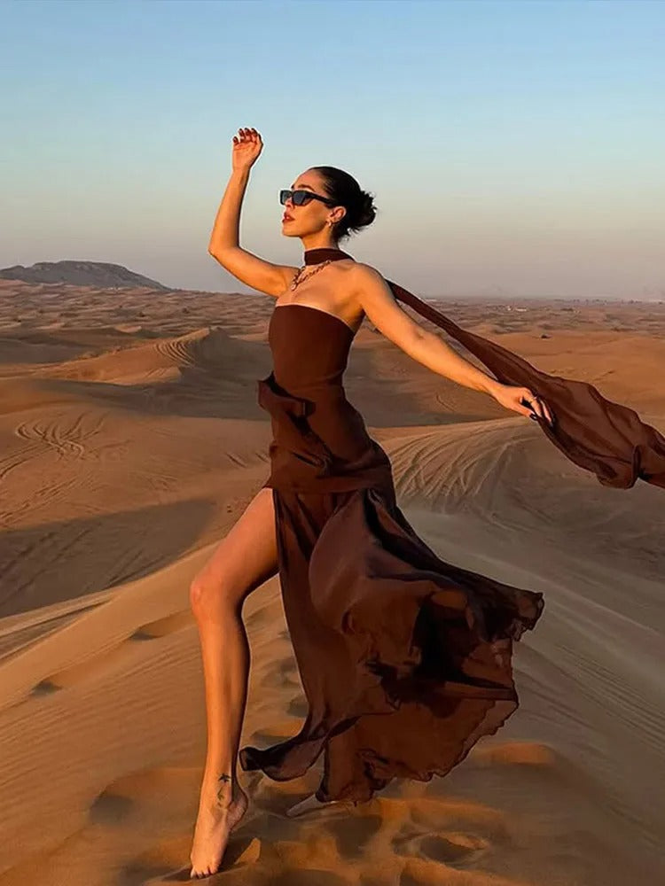 Robe longue Enchanted Motion pour femme – Fente haute élégante pour une soirée de fête