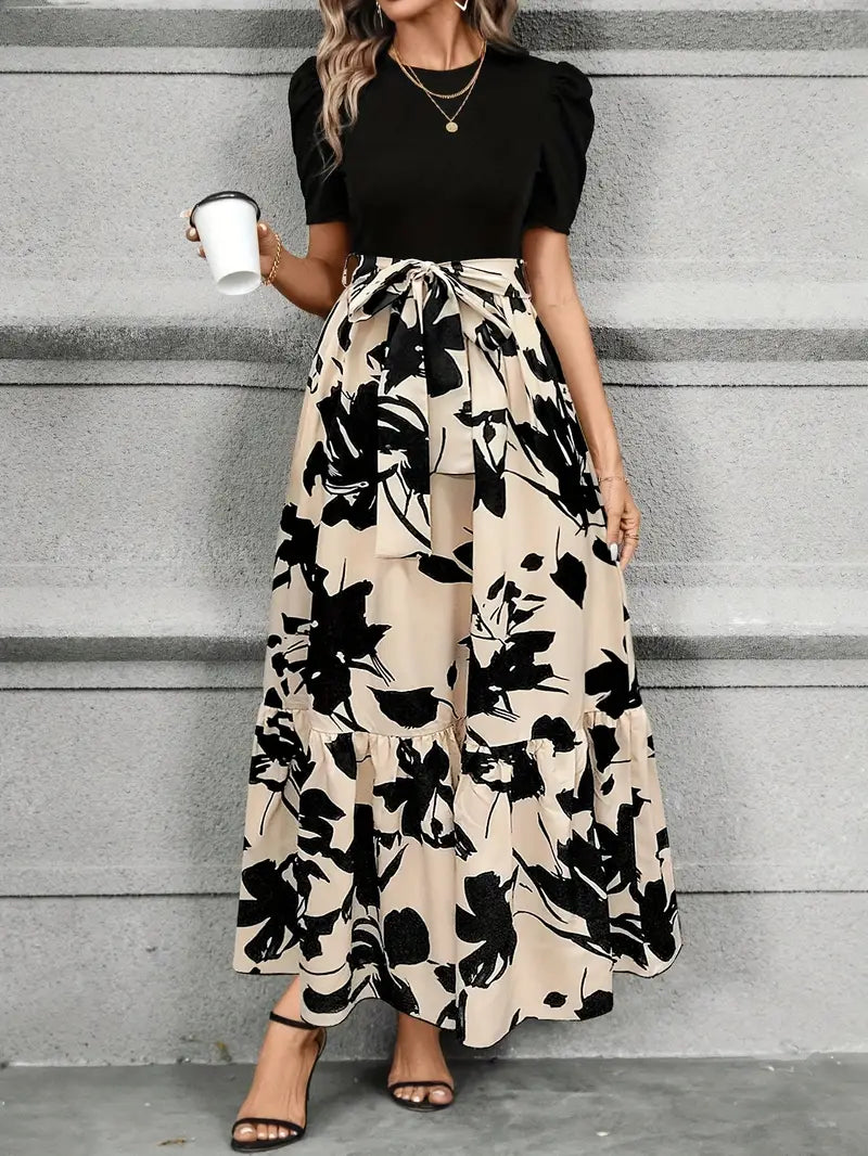 Robe longue à ceinture nœud papillon pour femme – Style élégant et moderne pour les fêtes