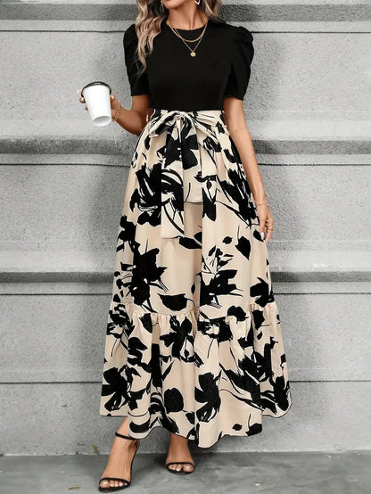 Robe longue à ceinture nœud papillon pour femme – Style élégant et moderne pour les fêtes