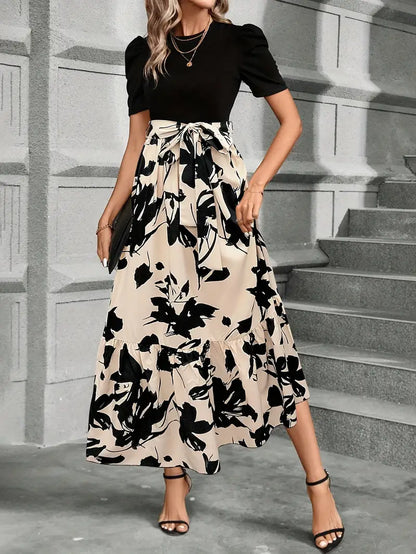 Robe longue à ceinture nœud papillon pour femme – Style élégant et moderne pour les fêtes